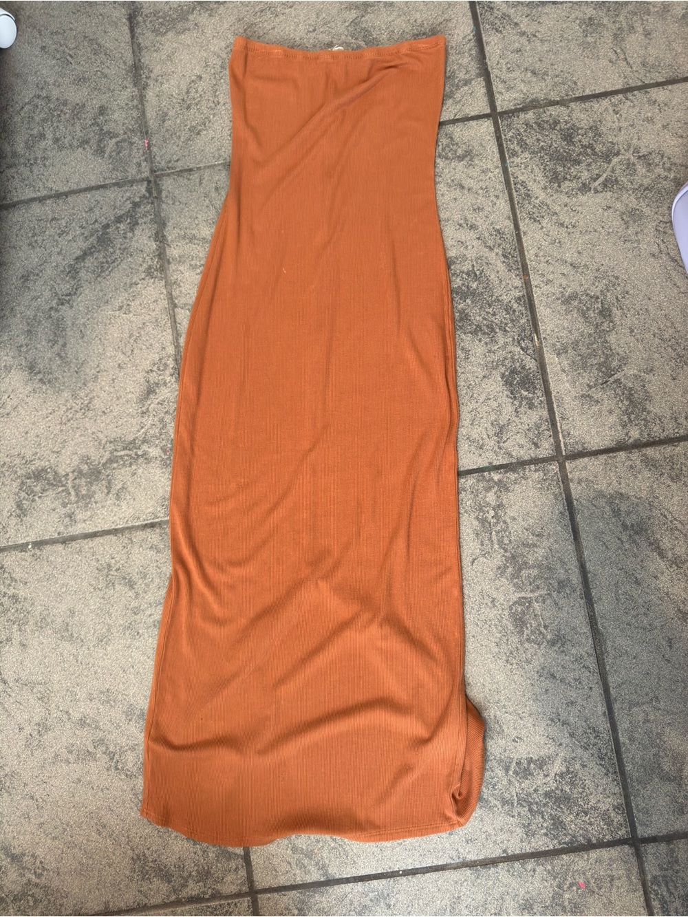 Women’s Strapless Bodycon Maxi Dress - Rust Orange